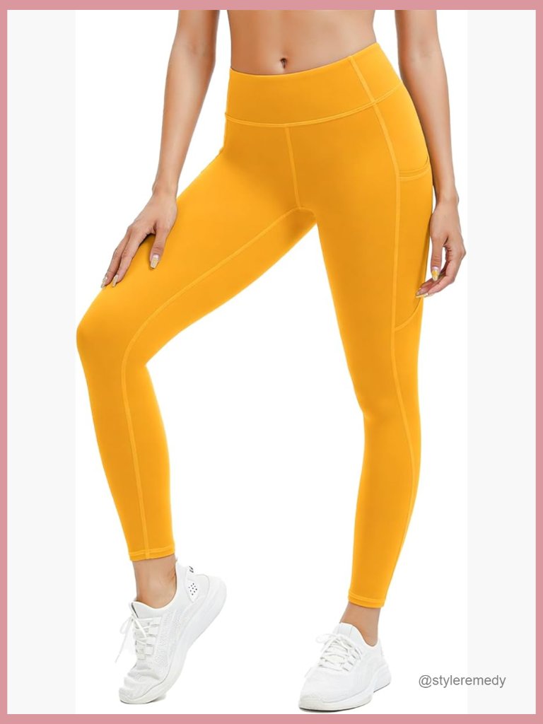High Rise Tummy Control Yoga Leggings With Pockets, Buttery Soft, Non See